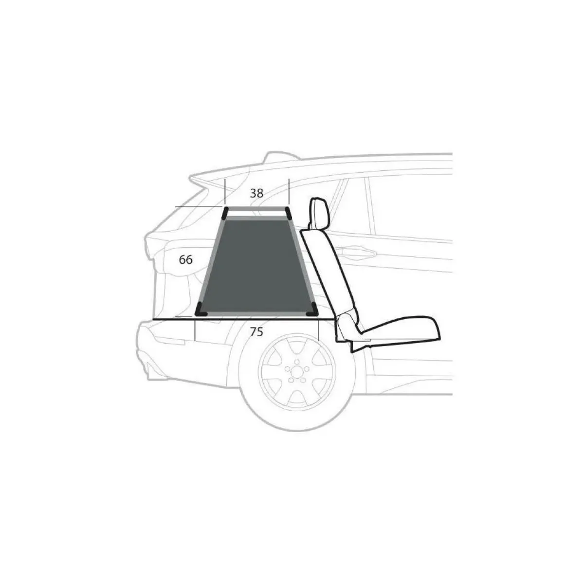 Online auto-hondenbench 75 x 75 x 66H cm Autobenches & Accessoires
