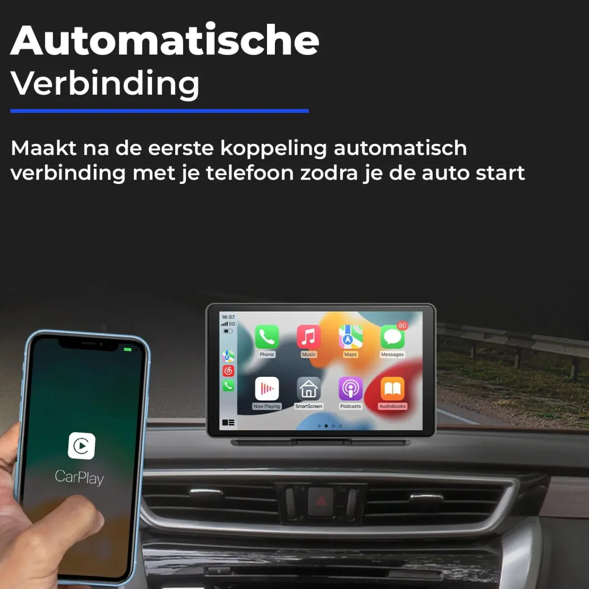 Best CarPlay/Android Auto scherm 7 inch Opzetschermen