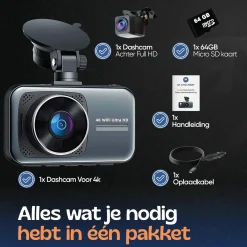 Sale 2CH Dashcam - WiFi GPS 4K 64GB - D1 Pro Dashcam Dashcams