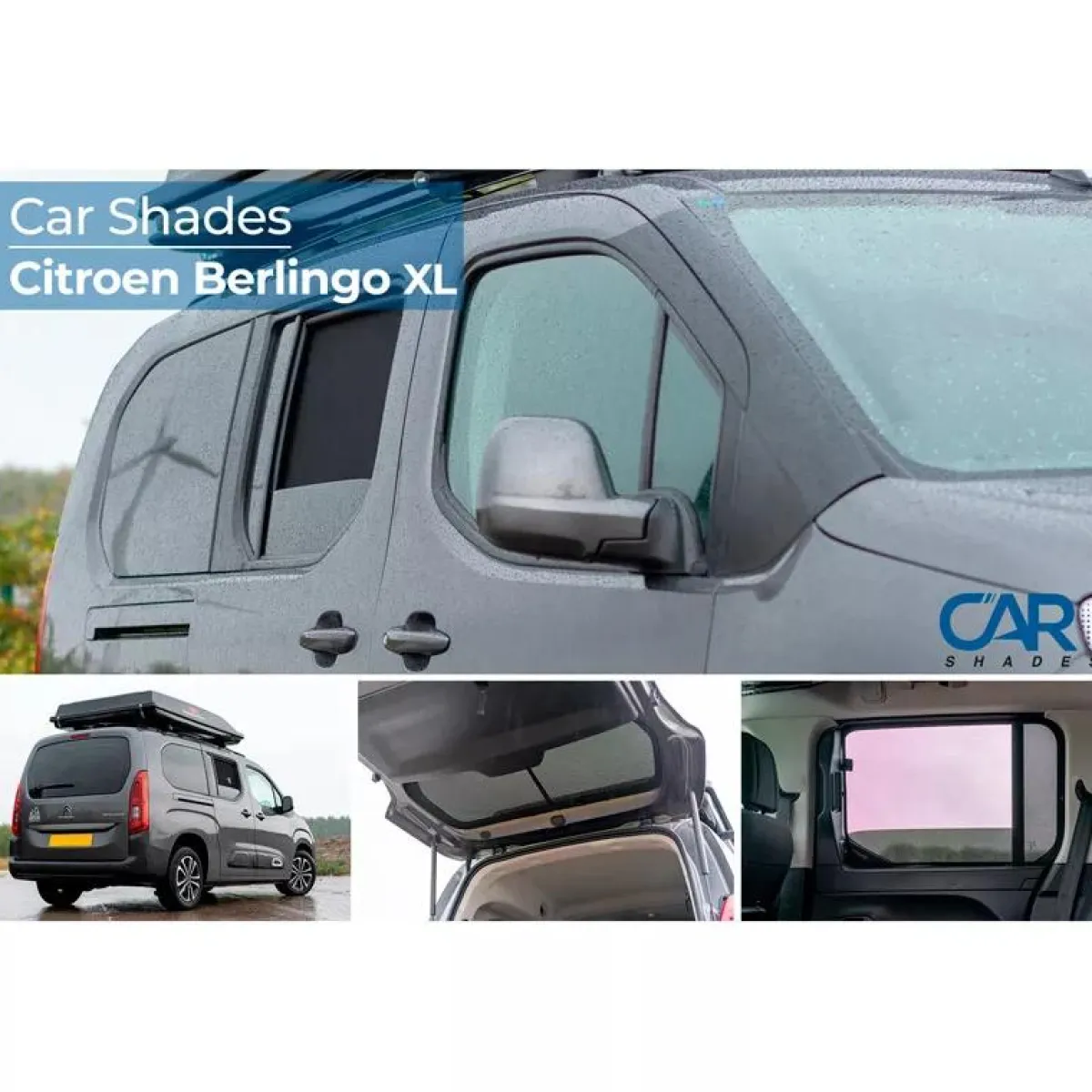Hot Citroen Berlingo XL / Peugeot Rifter / Opel Combo Life / Toyota Proace City 2018 (enkel met achterklep met vaste achterruit) - Zonneschermen Autozonneschermen