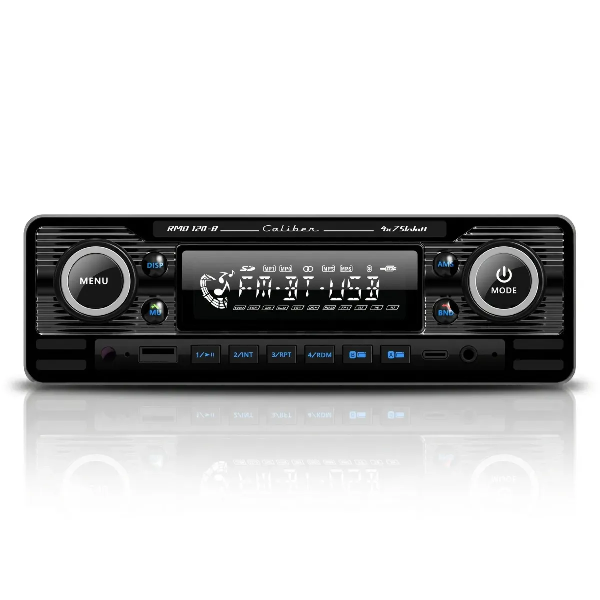 Sale 1-DIN Retro Autoradio Zwart Bluetooth USB-C Autoradio'S