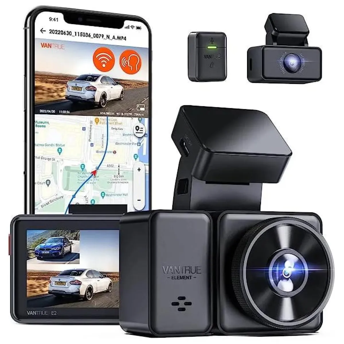 Hot E2 Dual 2K QuadHD Wifi GPS dashcam Dashcams
