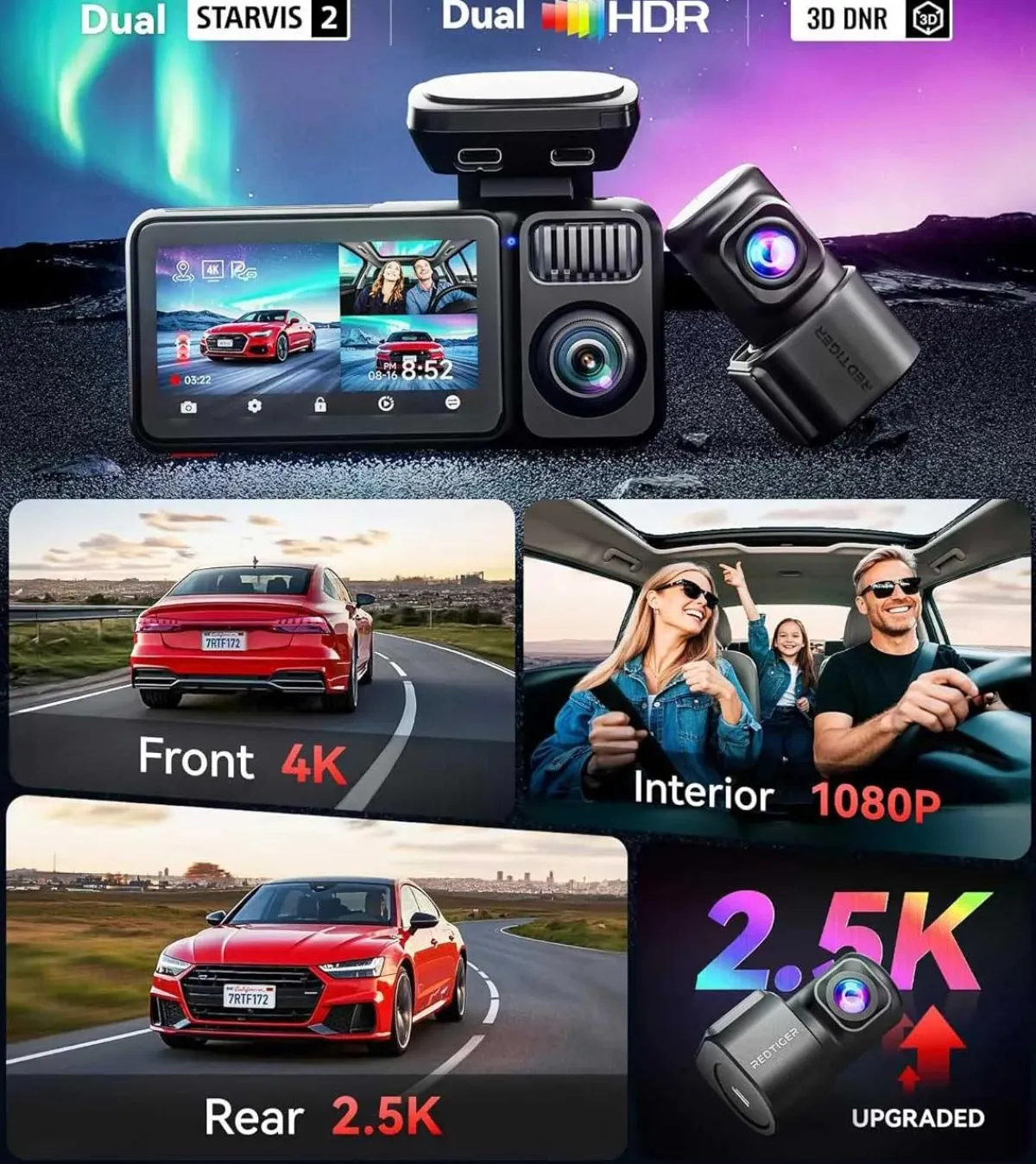 Clearance F17 Elite 3CH 4K Wifi GPS 128gb dashcam Dashcams