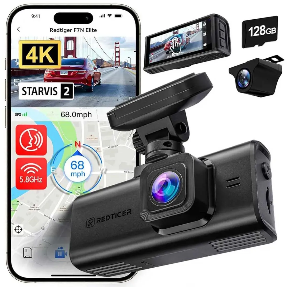 Clearance F7N Elite 4K Touch Wifi GPS 2CH 128gb dashcam Dashcams