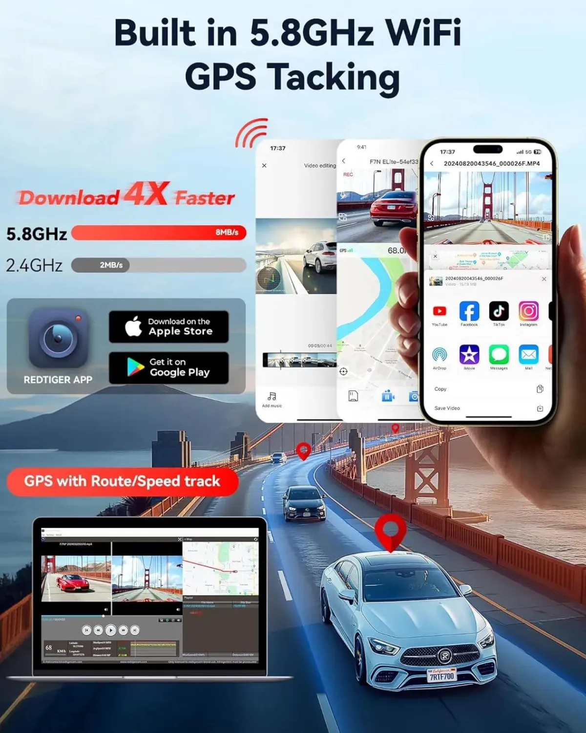 Clearance F7N Elite 4K Touch Wifi GPS 2CH 128gb dashcam Dashcams