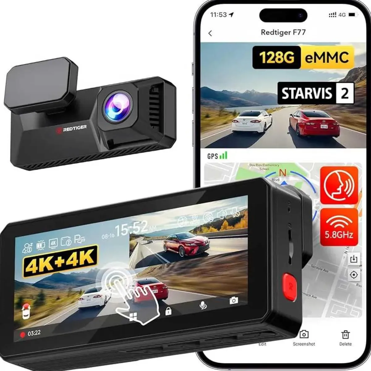 Outlet F77 V2 4K Touch Wifi GPS 2CH 256gb dashcam Dashcams