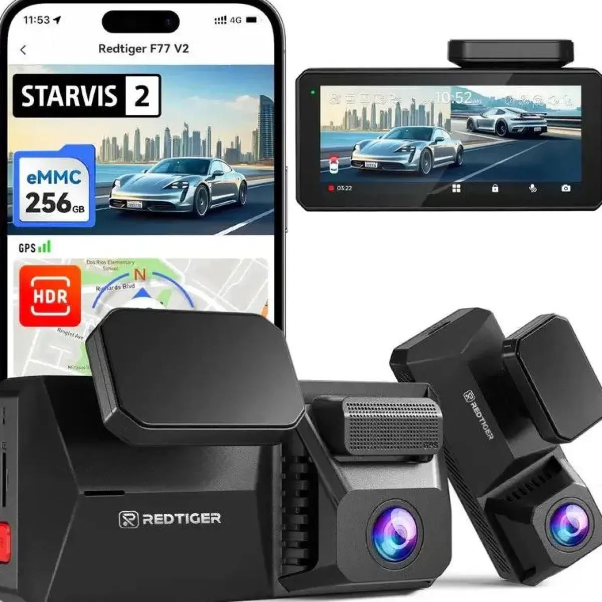 Outlet F77 V2 4K Touch Wifi GPS 2CH 256gb dashcam Dashcams