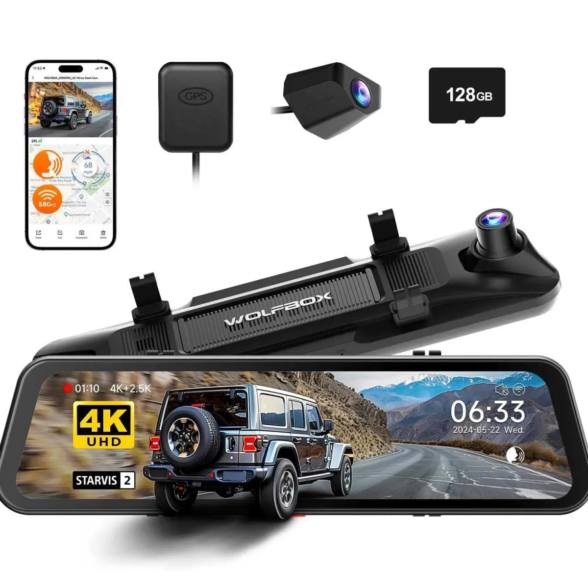Discount G900 Pro 4K Wifi GPS 128gb Mirror dashcam Dashcams