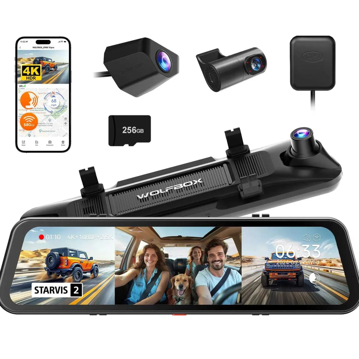 Discount G900 Tripro cabin 3CH 4K Wifi GPS 256gb Mirror Dashcams