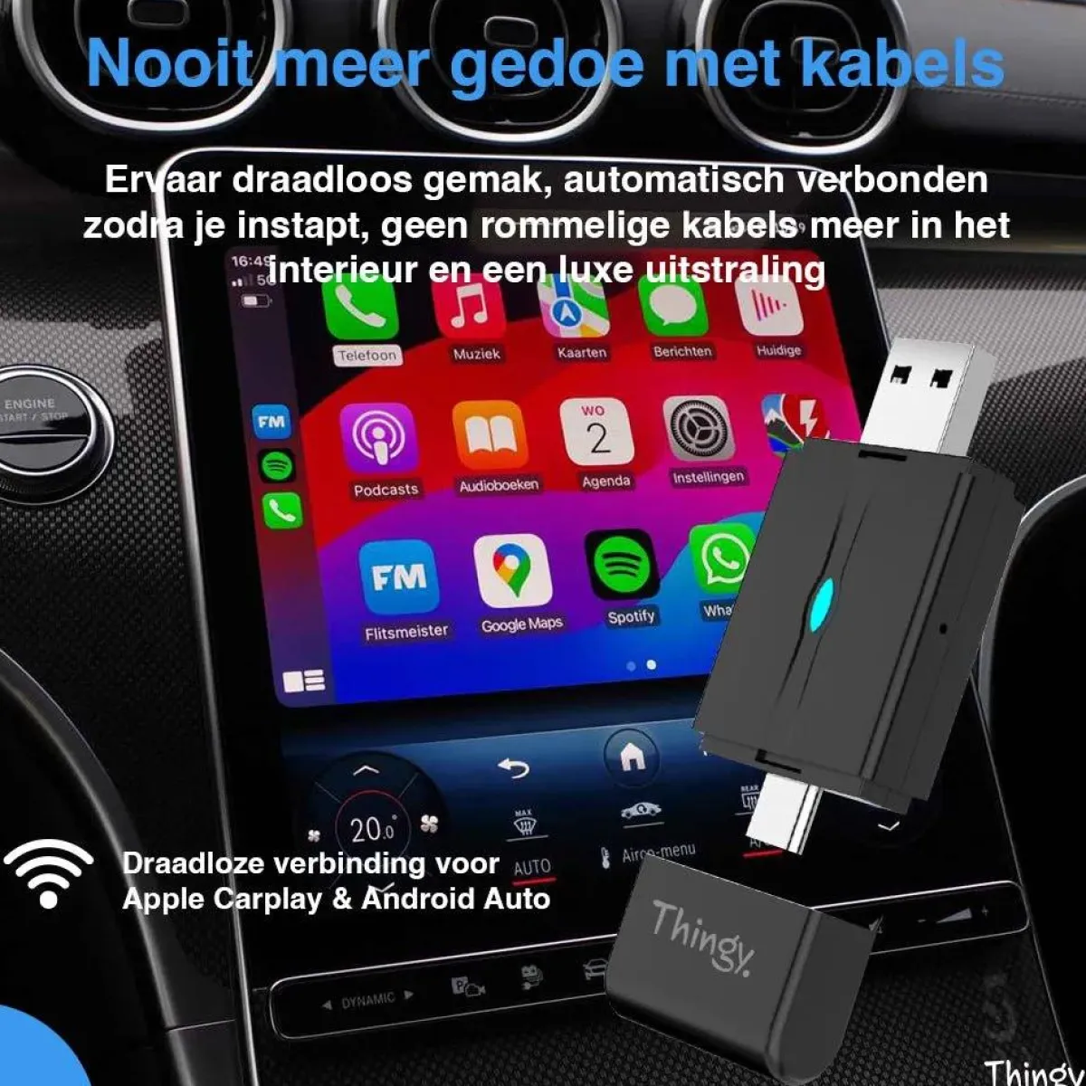 Online 2-in-1 CarPlay Dongle USB-A & USB-C Draadloze Ontvangers