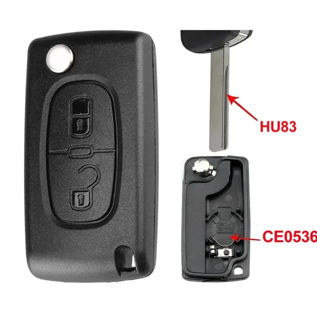 Outlet Klapsleutelbehuizing 2 knops geschikt voor Peugeot Autosleutelhoesjes