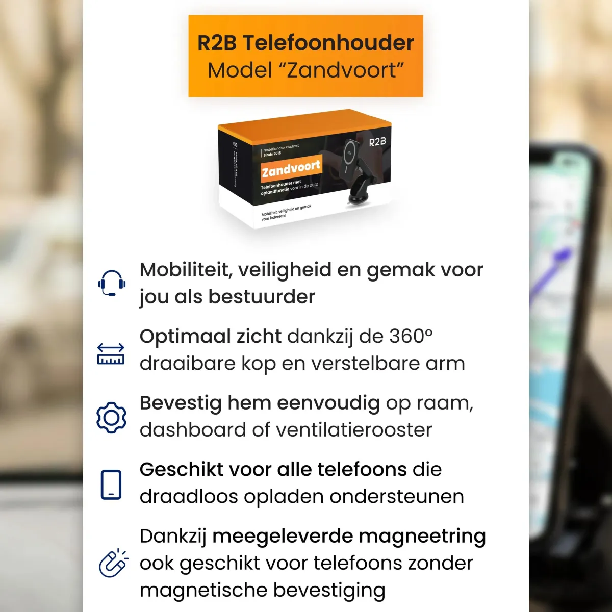 MagSafe Autohouder met Draadloos Opladen Telefoon & Tablethouders