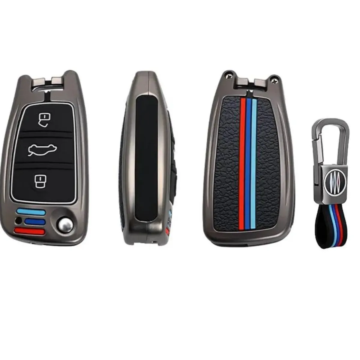 Best Metalen Sleutelhoesje voor Audi grijs C3 Autosleutelhoesjes