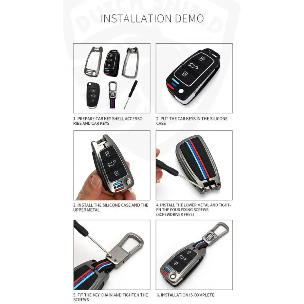 Best Metalen Sleutelhoesje voor Audi grijs C3 Autosleutelhoesjes