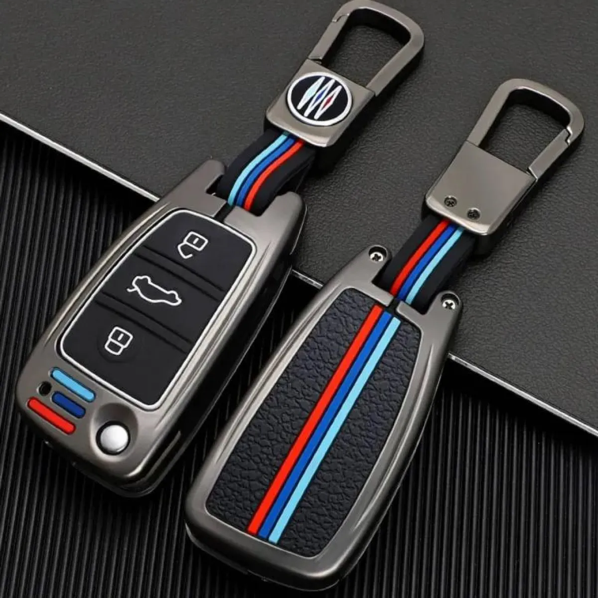 Best Metalen Sleutelhoesje voor Audi grijs C3 Autosleutelhoesjes