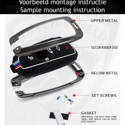 Hot Metalen Sleutelhoesje voor Bmw grijs A4 Autosleutelhoesjes
