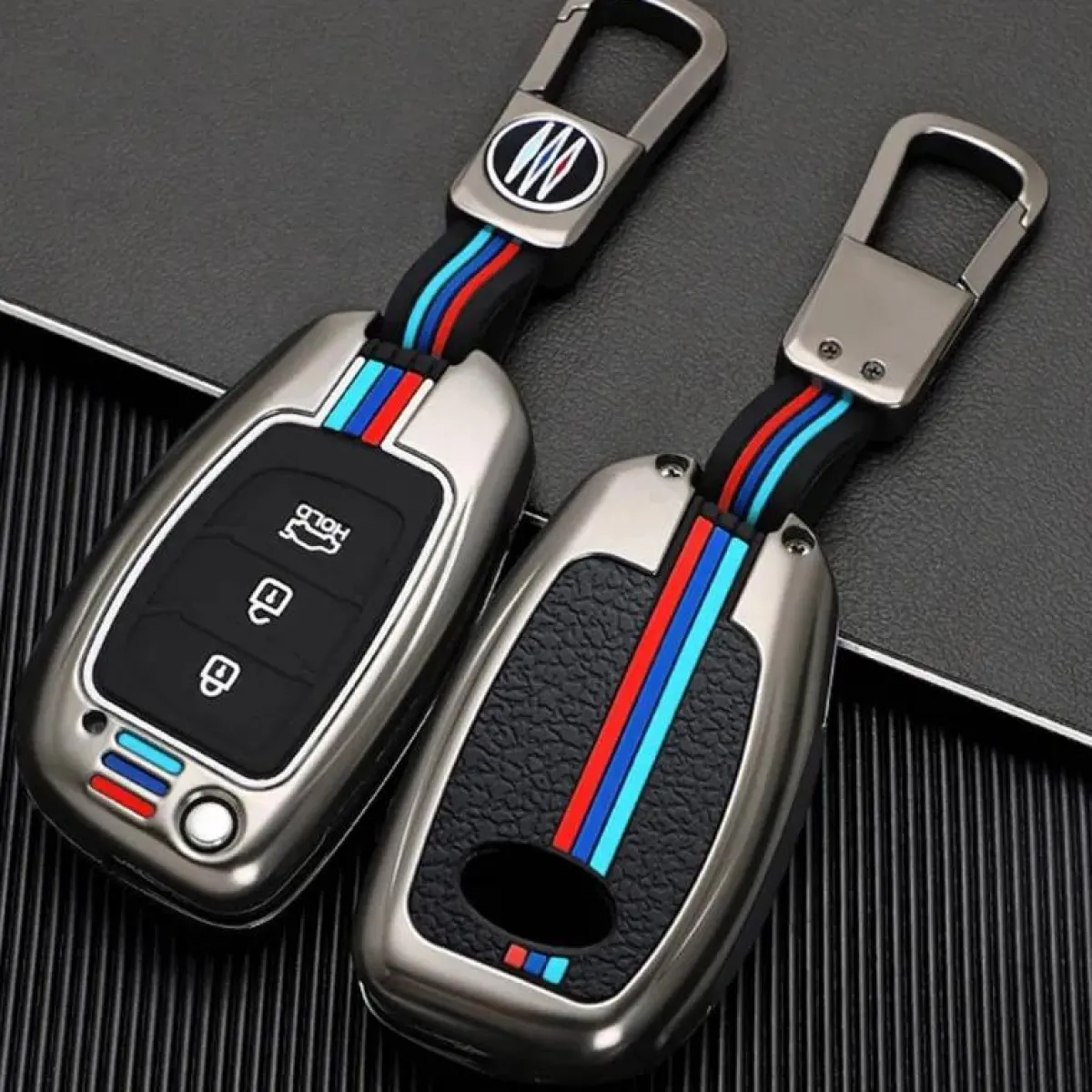 Outlet Metalen Sleutelhoesje voor Hyundai grijs B3 Autosleutelhoesjes
