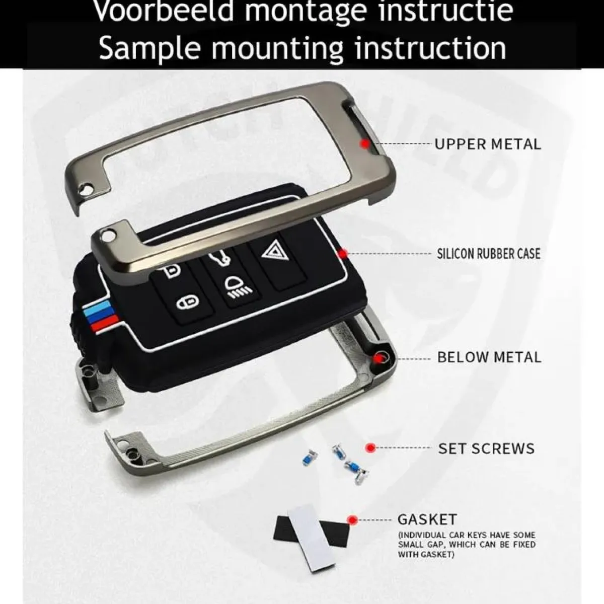Discount Metalen Sleutelhoesje voor Landrover grijs A5 Autosleutelhoesjes