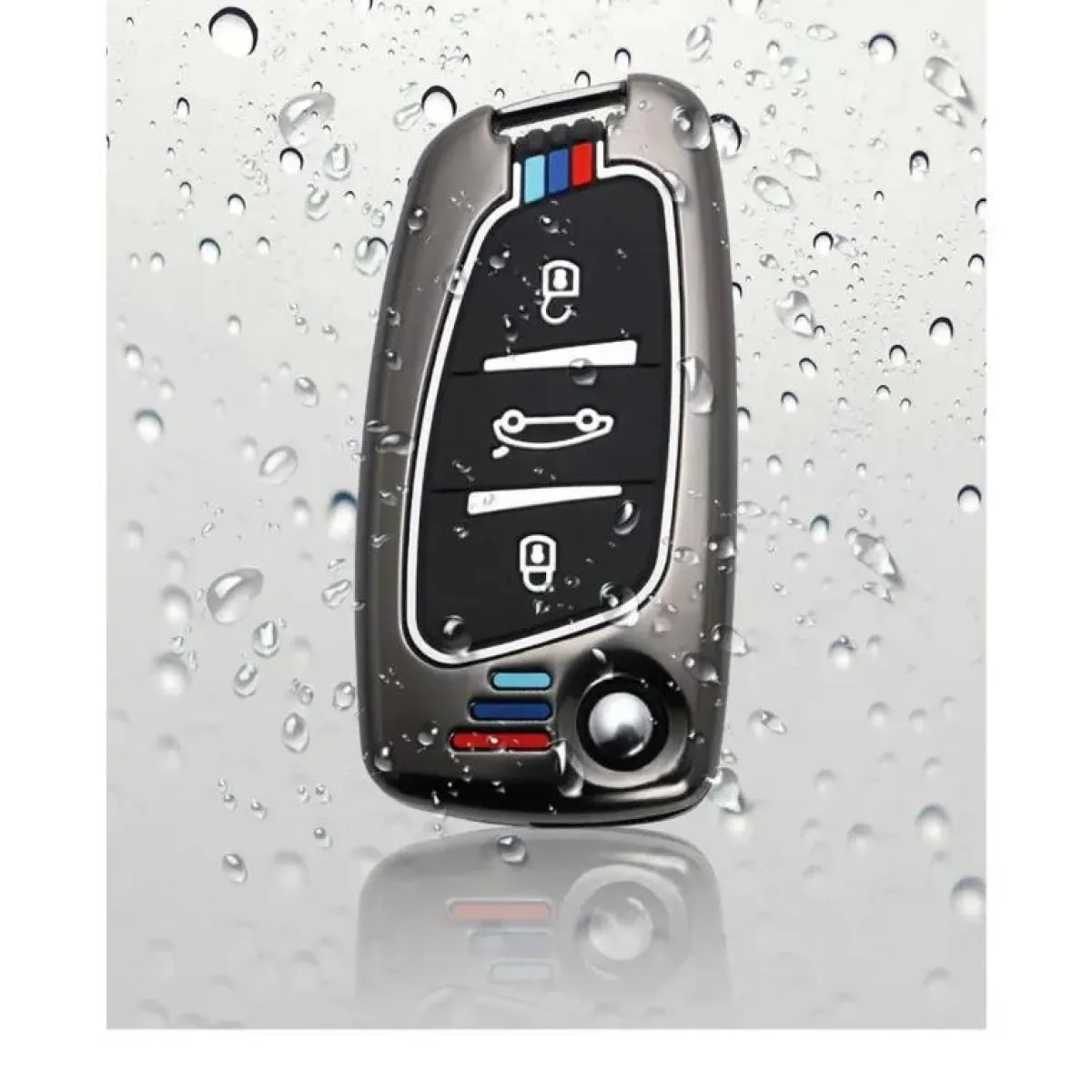 Online Metalen Sleutelhoesje voor Peugeot grijs C3 Autosleutelhoesjes