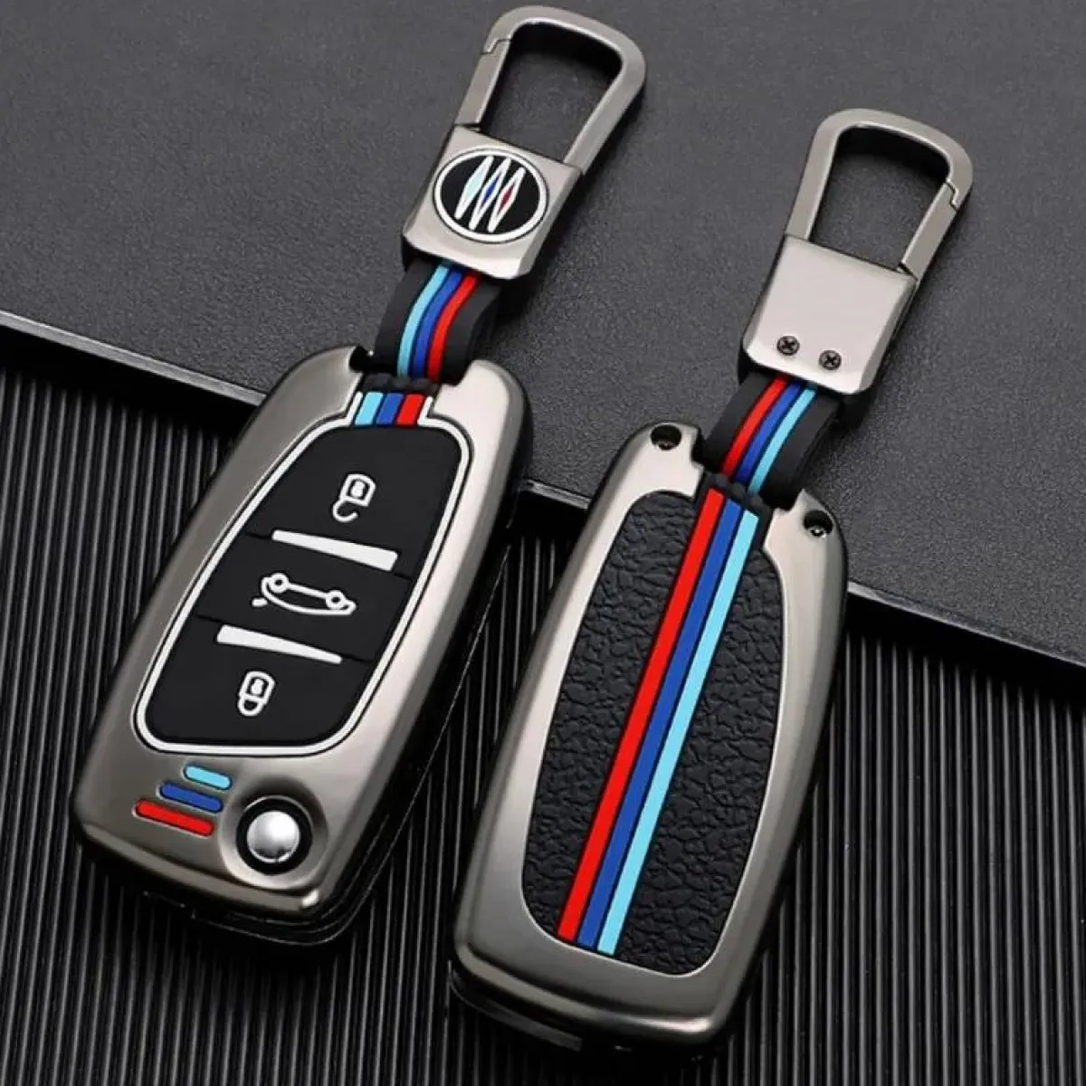 Online Metalen Sleutelhoesje voor Peugeot grijs C3 Autosleutelhoesjes