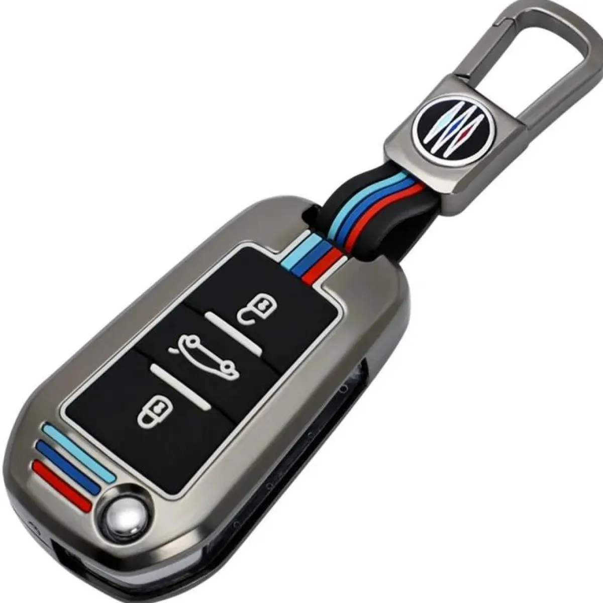 Online Metalen Sleutelhoesje voor Peugeot grijs A3 Autosleutelhoesjes