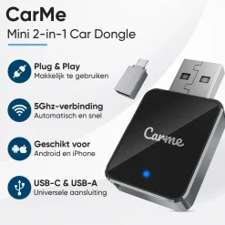 Mini 2-in-1 CarPlay & Android Auto Dongle V2 Draadloze Ontvangers
