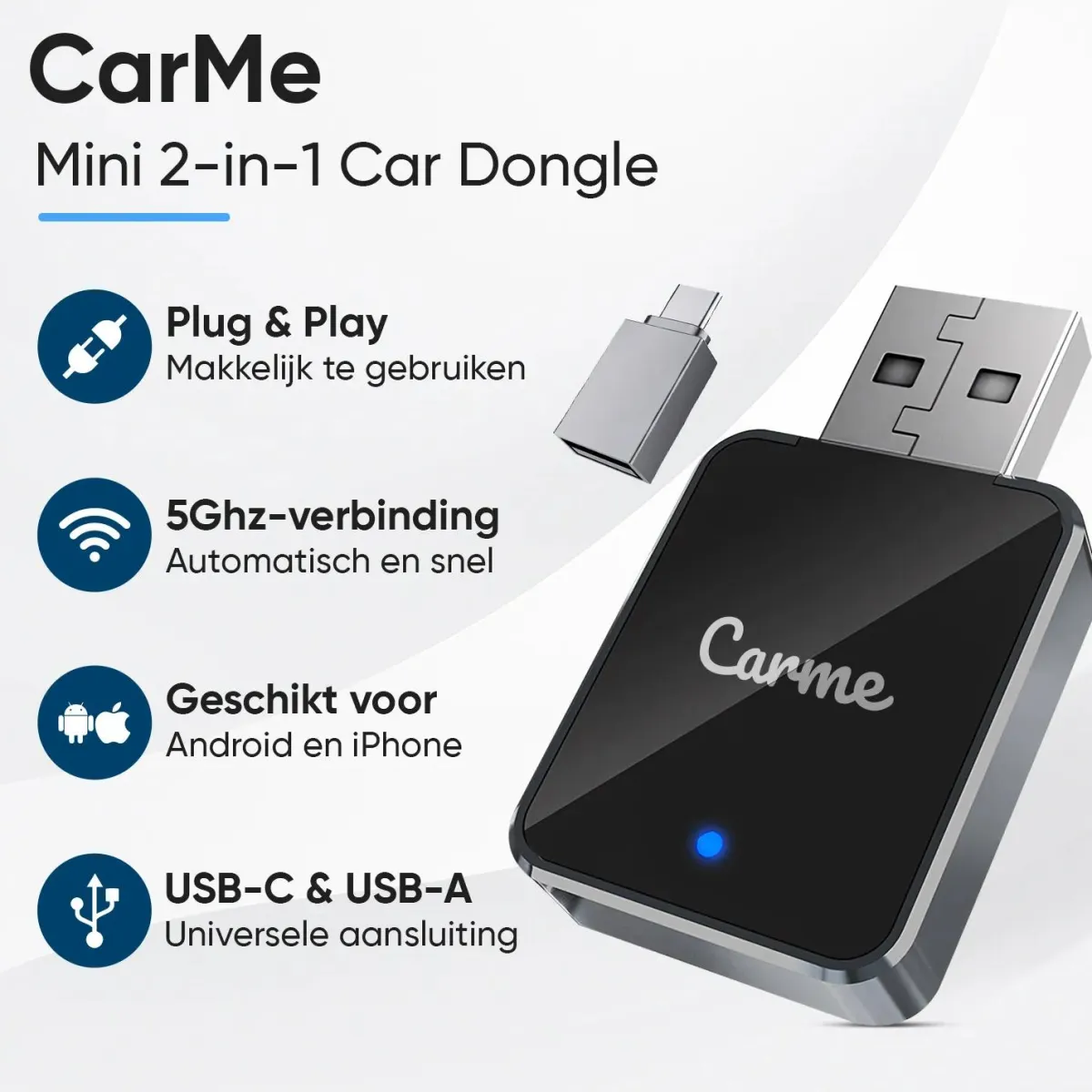 Mini 2-in-1 CarPlay & Android Auto Dongle V2 Draadloze Ontvangers