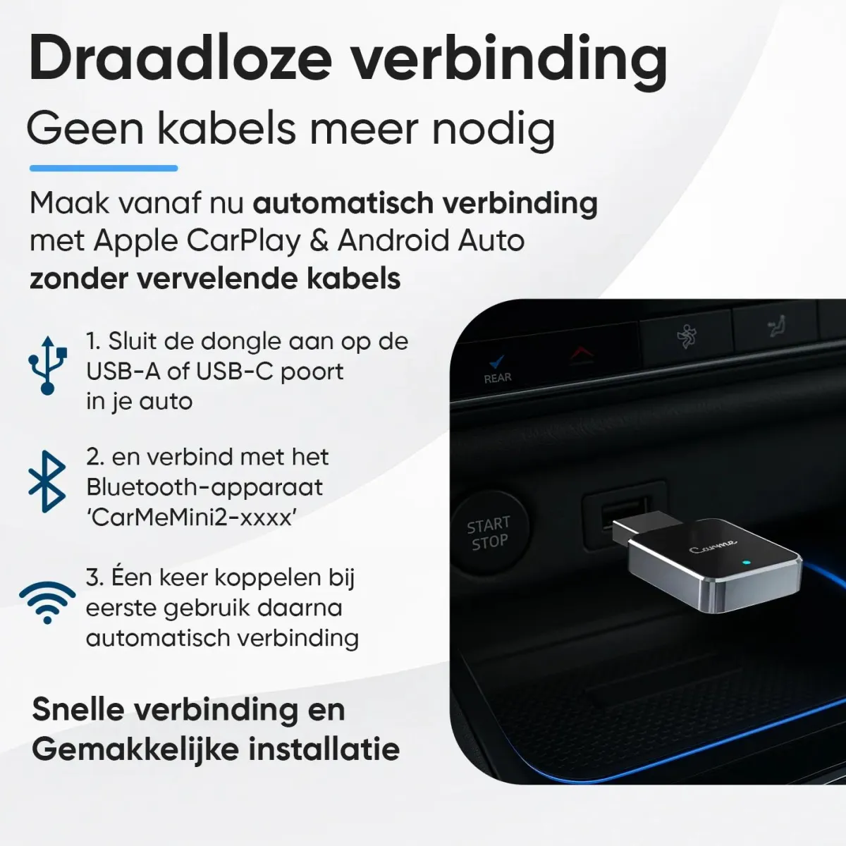 Mini 2-in-1 CarPlay & Android Auto Dongle V2 Draadloze Ontvangers