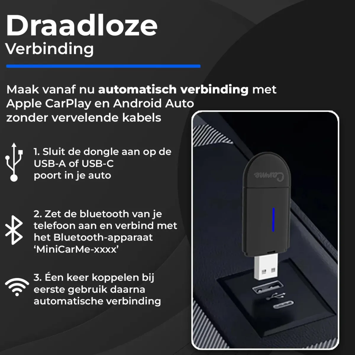 New Mini 2-in-1 CarPlay & Android Auto Dongle Draadloze Ontvangers