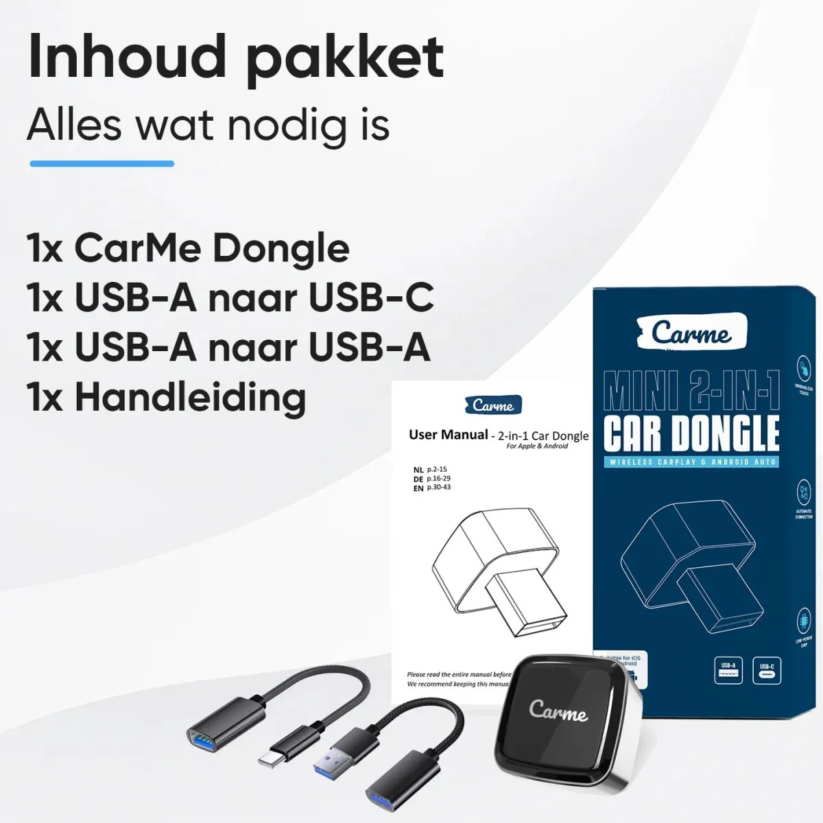 Online Mini 2-in-1 CarPlay & Android Auto Dongle V3 Draadloze Ontvangers