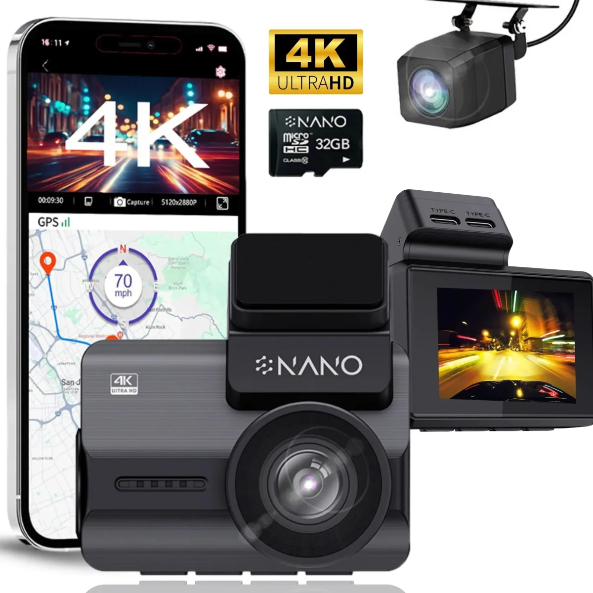 New M68 4K 2CH Wifi GPS 32gb dashcam Dashcams