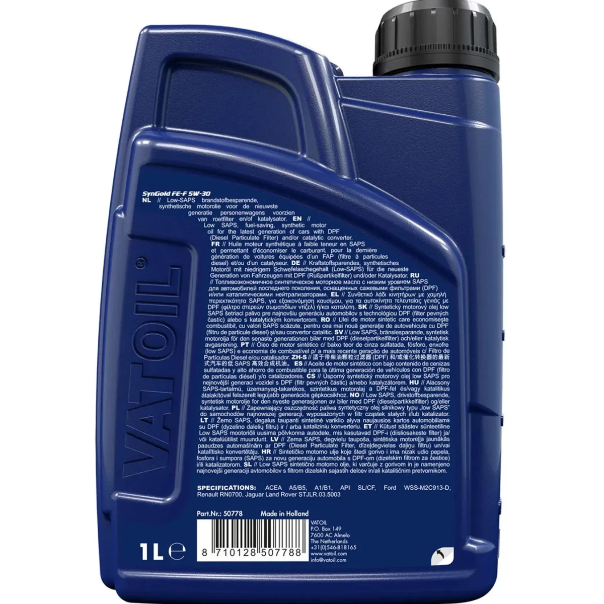 Motorolie SynGold FE-F 5W-30 1 Liter Oliën & Vloeistoffen