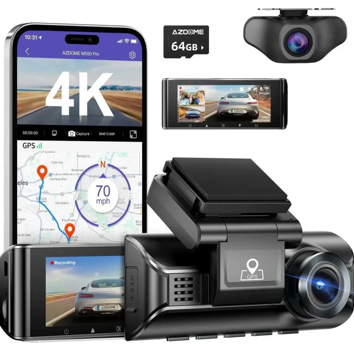 Clearance M770 Pro 2CH 4K Wifi GPS 64gb dashcam Dashcams