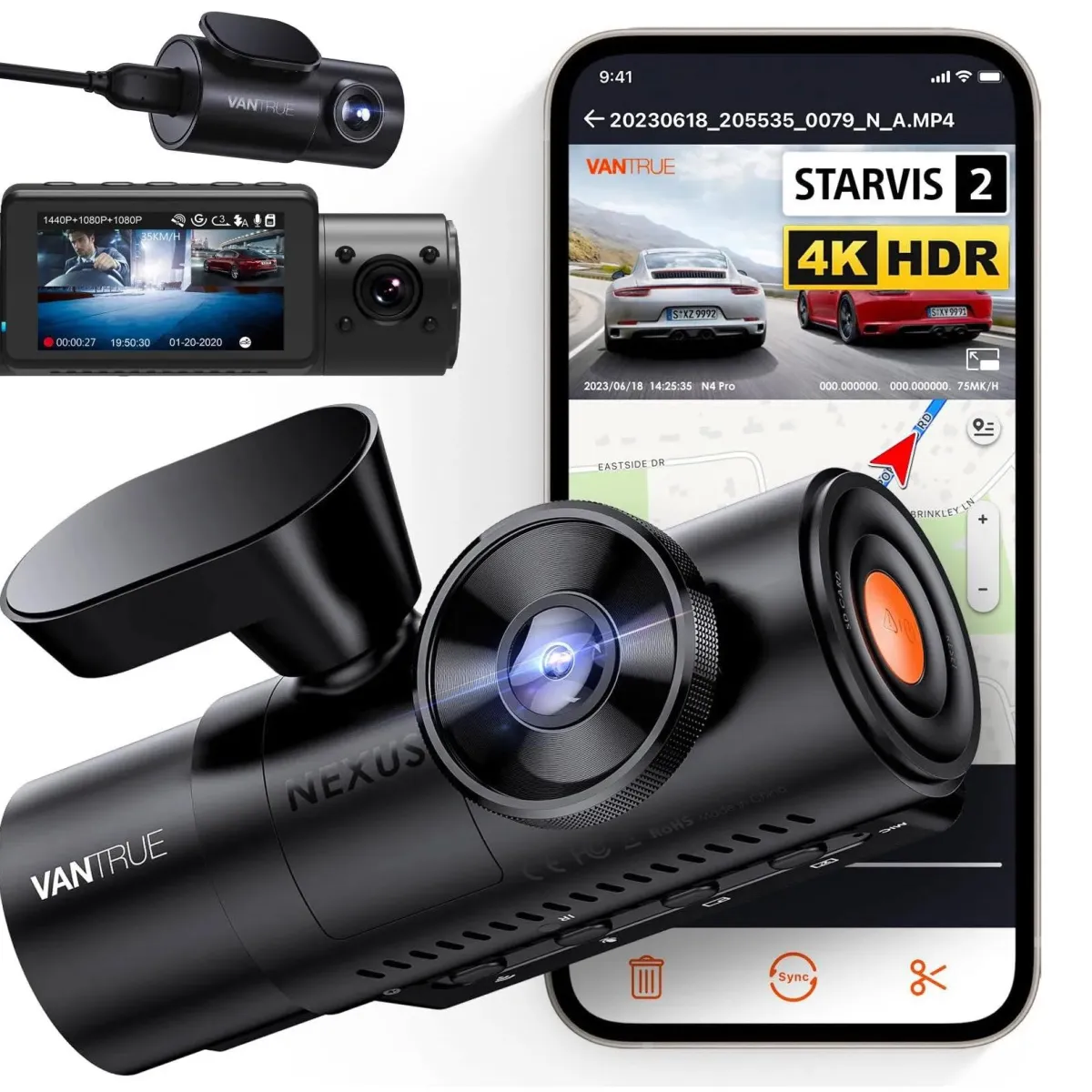 Sale N4 Pro Triple 3CH 4K Wifi GPS dashcam Dashcams