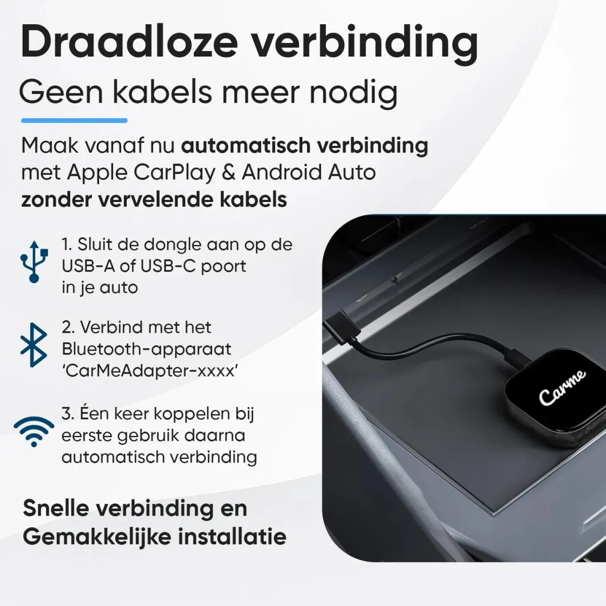 Outlet Premium 2-in-1 CarPlay & Android Auto Dongle Draadloze Ontvangers