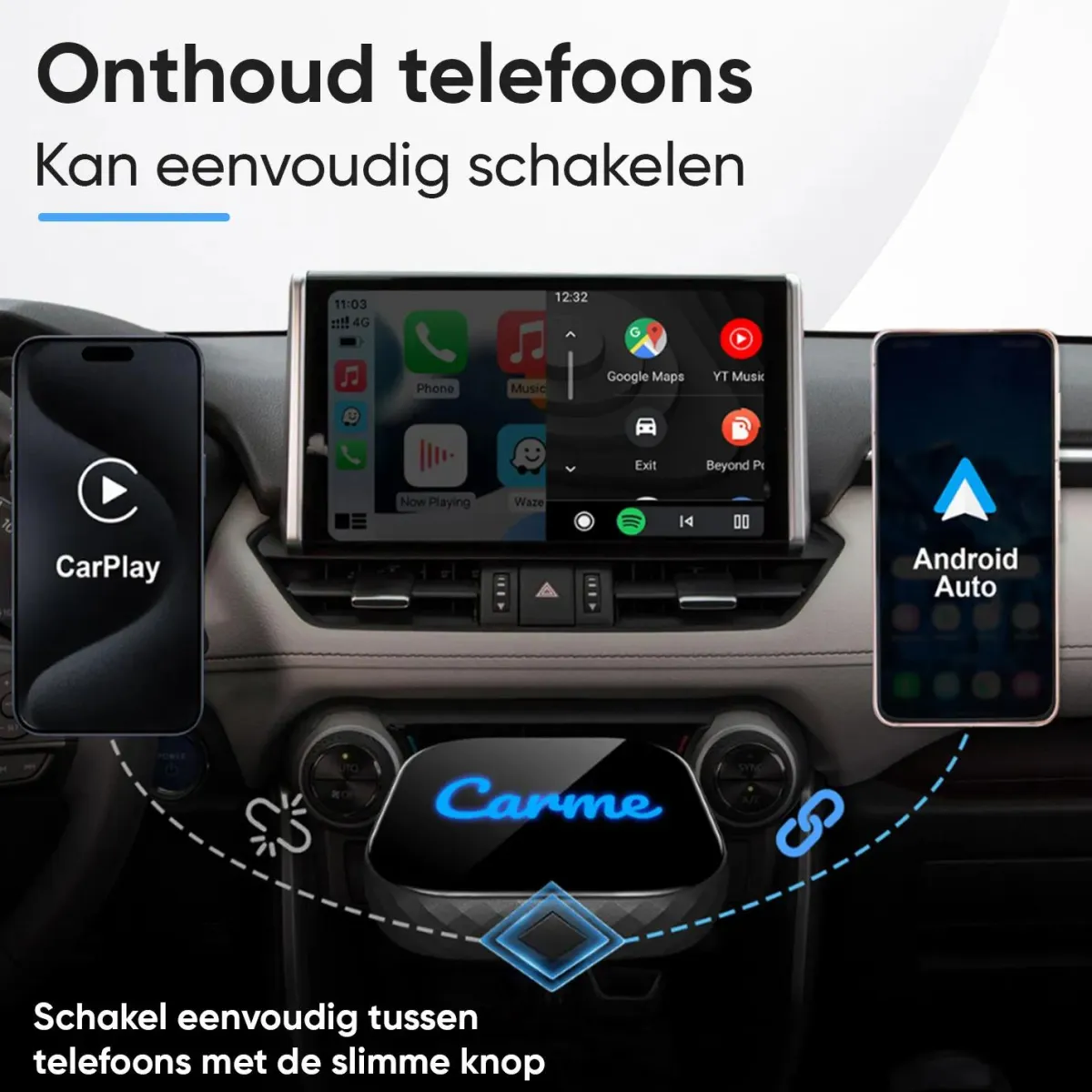 Outlet Premium 2-in-1 CarPlay & Android Auto Dongle Draadloze Ontvangers