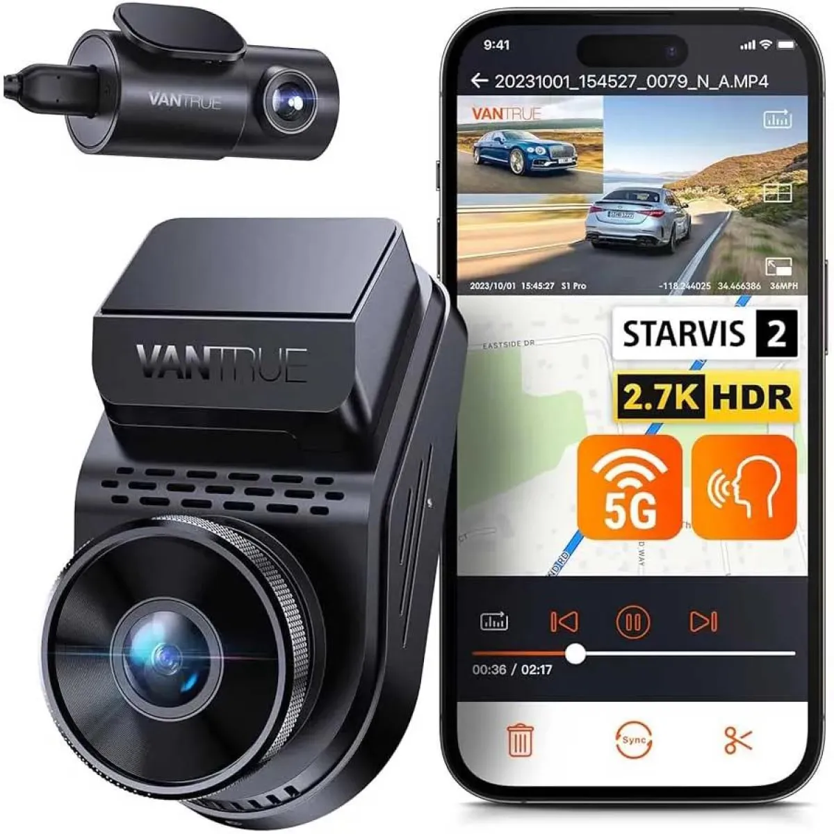 Discount S1 Pro Dual 2.7K Wifi GPS dashcam Dashcams