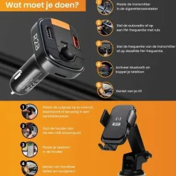 Outlet Telefoonhouder Auto Oplader + FM Transmitter Telefoon & Tablethouders