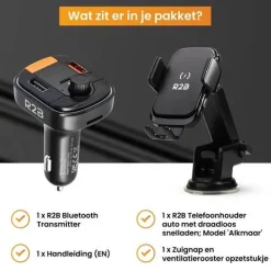 Outlet Telefoonhouder Auto Oplader + FM Transmitter Telefoon & Tablethouders