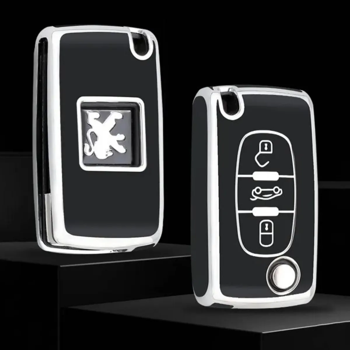 Outlet TPU Sleutelhoesje voor Citroën zwart D3 Autosleutelhoesjes