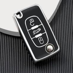 Outlet TPU Sleutelhoesje voor Citroën zwart D3 Autosleutelhoesjes