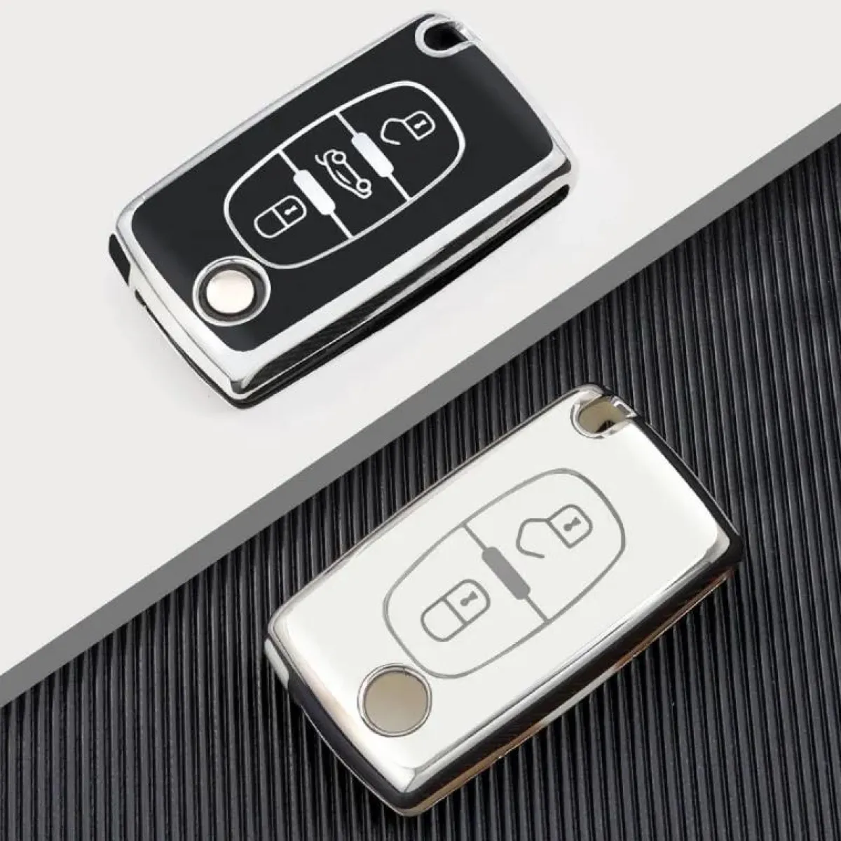 Outlet TPU Sleutelhoesje voor Citroën zwart D3 Autosleutelhoesjes