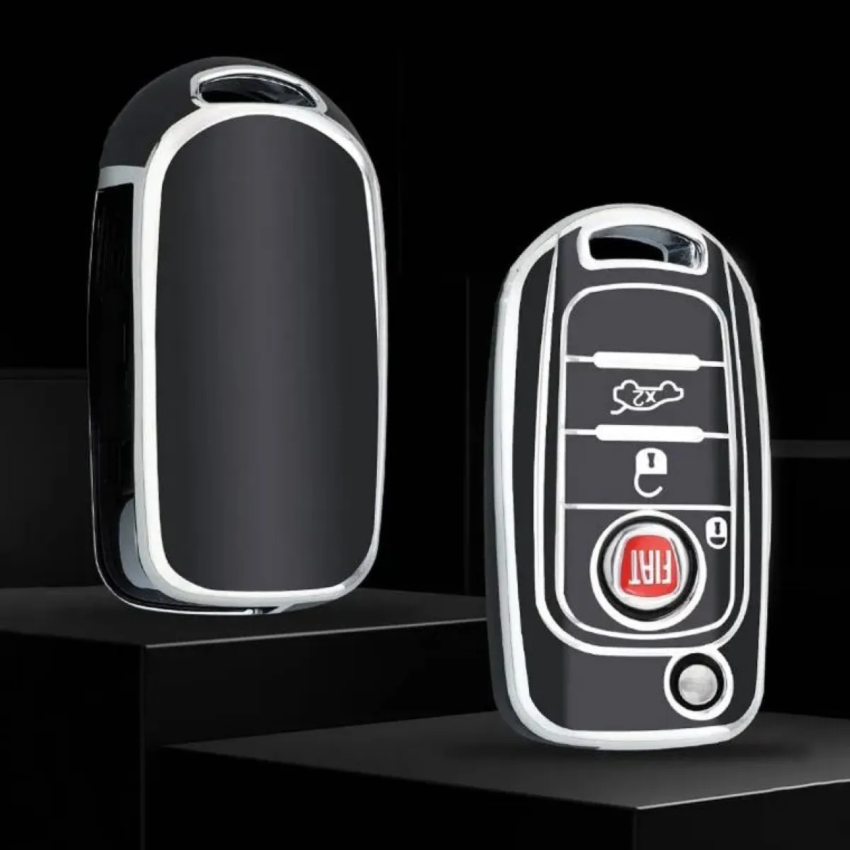 New TPU Sleutelhoesje voor Fiat / Abart zwart B3 Autosleutelhoesjes