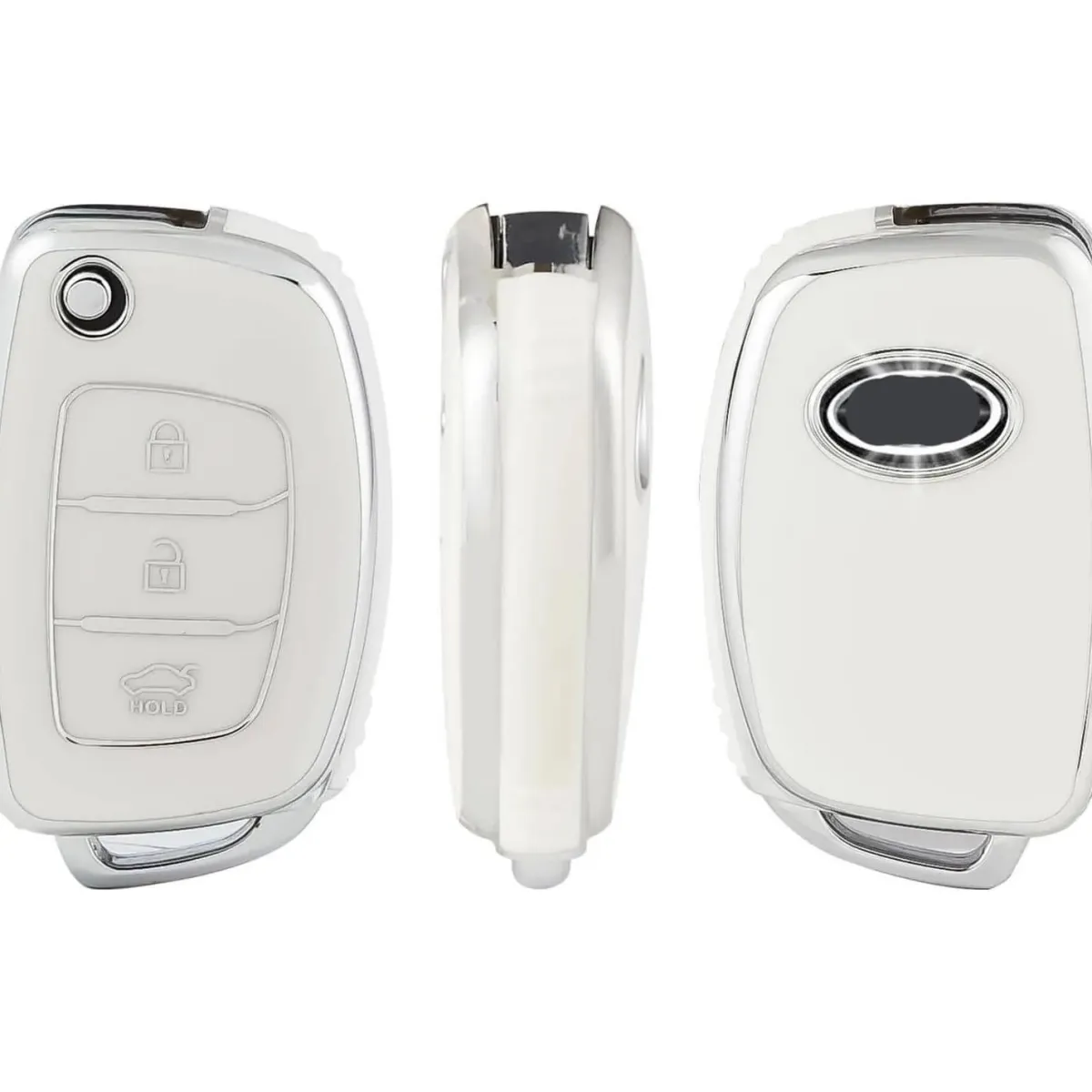 Sale TPU Sleutelhoesje voor Hyundai wit B3 Autosleutelhoesjes