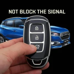 Best TPU Sleutelhoesje voor Hyundai zwart D3 Autosleutelhoesjes