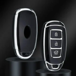 Best TPU Sleutelhoesje voor Hyundai zwart D3 Autosleutelhoesjes