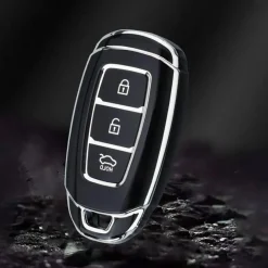Best TPU Sleutelhoesje voor Hyundai zwart D3 Autosleutelhoesjes