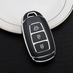 Best TPU Sleutelhoesje voor Hyundai zwart D3 Autosleutelhoesjes