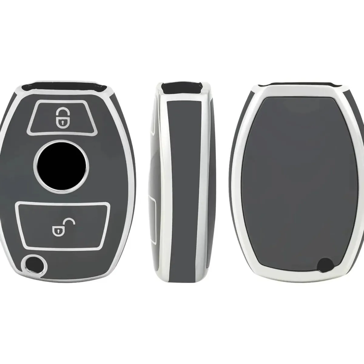 Sale TPU Sleutelhoesje voor Mercedes zwart A3-2-KNOPS Autosleutelhoesjes