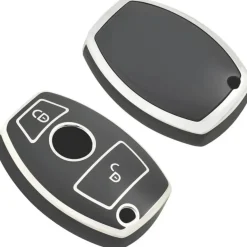 Sale TPU Sleutelhoesje voor Mercedes zwart A3-2-KNOPS Autosleutelhoesjes